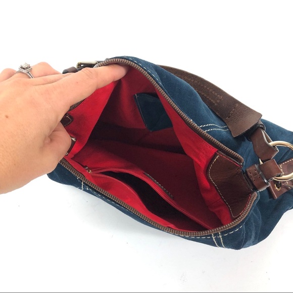 Dooney & Bourke blue suede hobo purse bag leather - Picture 4 of 7